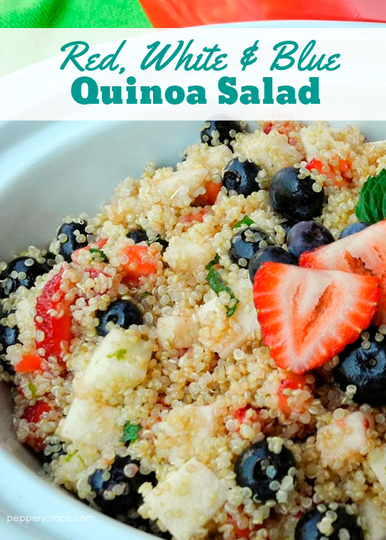 Red, White, and Blue Quinoa Salad, perfect for Fourth of July