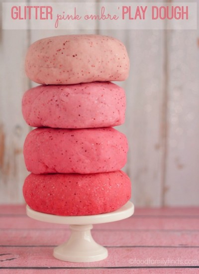 Valentines-Day-Strawberry-Glitter-Pink-Ombre-Homemade-Play-Dough-Craft by food family finds