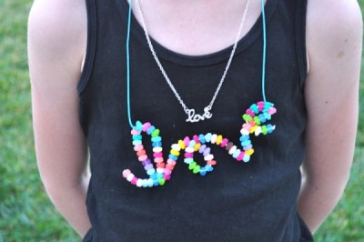 melted-perler-bead-LOVE-necklace by Chica Circle