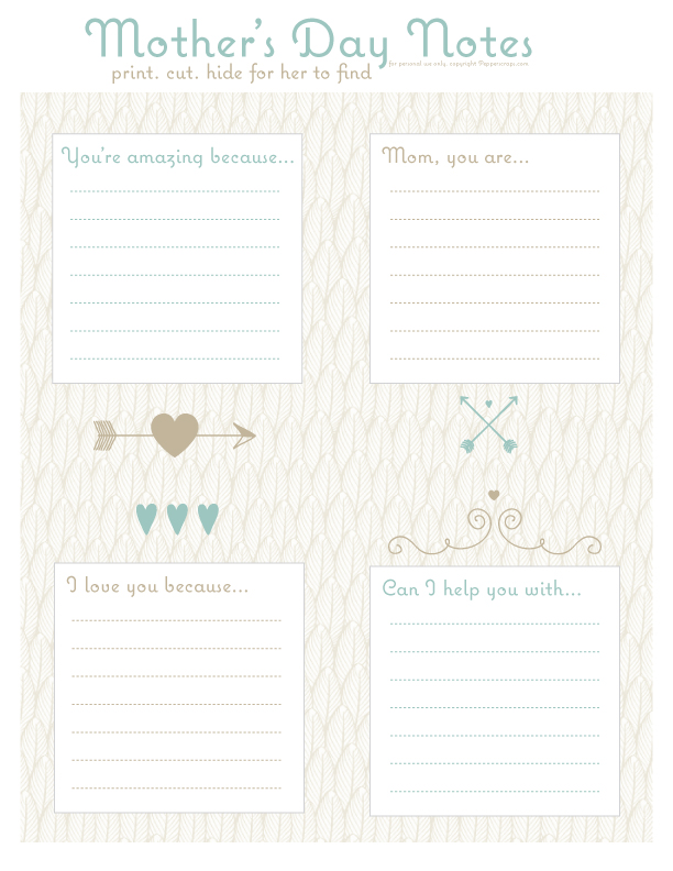 Free Printable Mothers Day Notes
