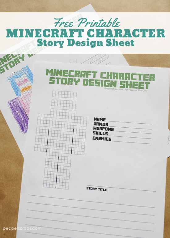 Free Printable Minecraft Character Story Design Sheet