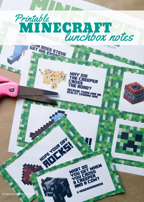 Free Printable Minecraft Lunchbox Notes