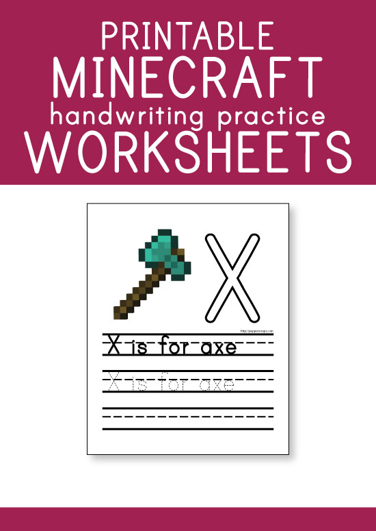 FREE Printable Minecraft Handwriting Practice Worksheets