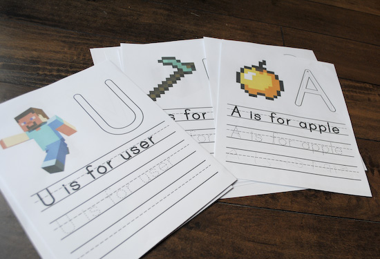 FREE Printable Minecraft Handwriting Practice Worksheets Pepper Scraps