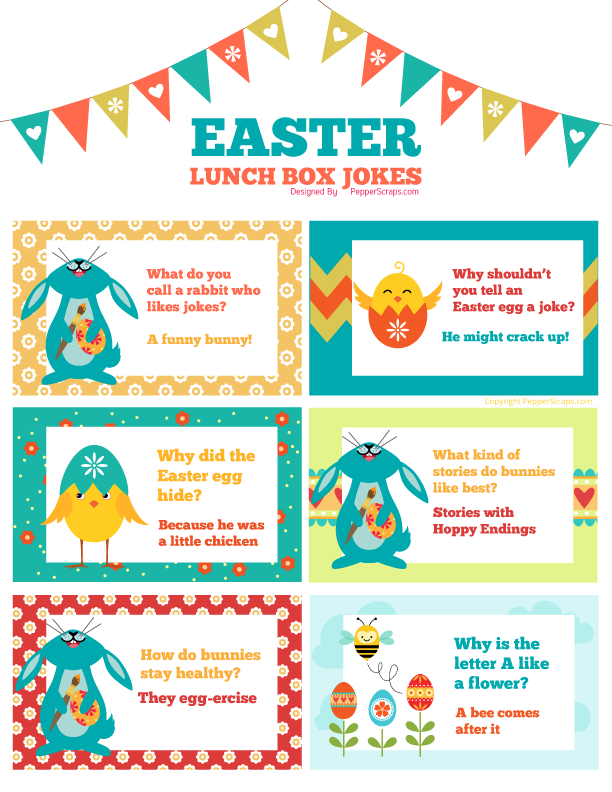 Free Printable Easter Spring Lunch Box Jokes Pepper Scraps