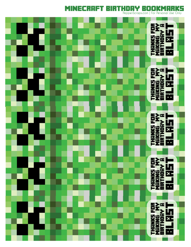 Minecraft Bookmark Printable Free