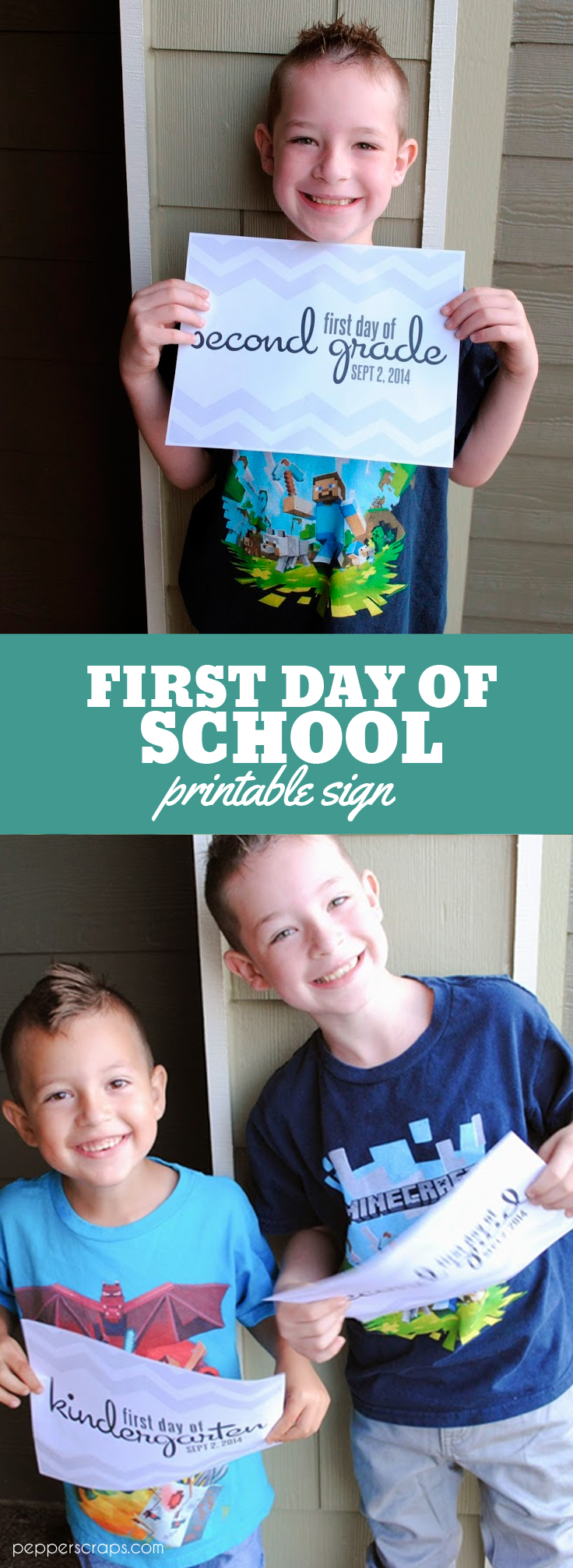 Free First Day of School Printable Signs by Pepper Scraps